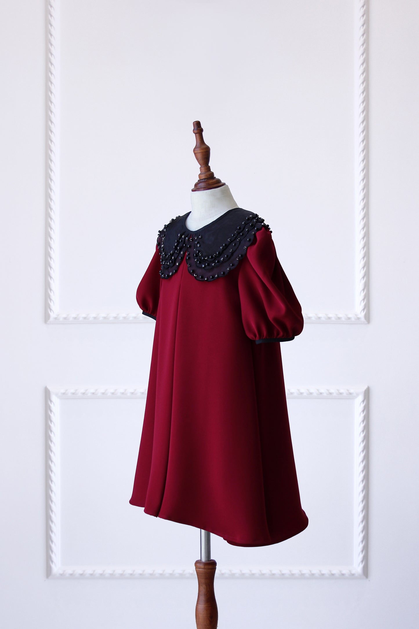 Eid 2023 - Maroon - Organza Collar Dress W/Purse