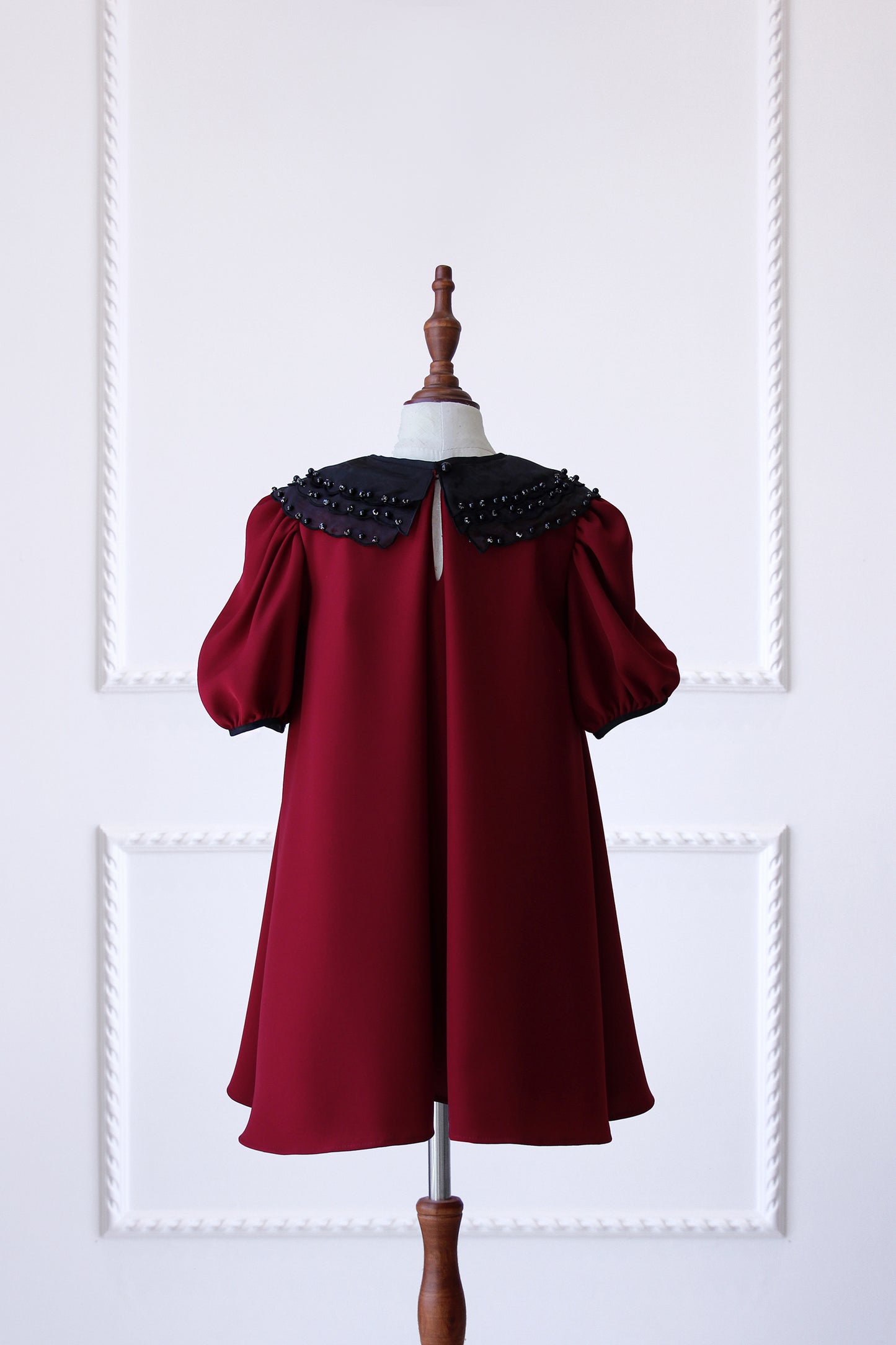 Eid 2023 - Maroon - Organza Collar Dress W/Purse