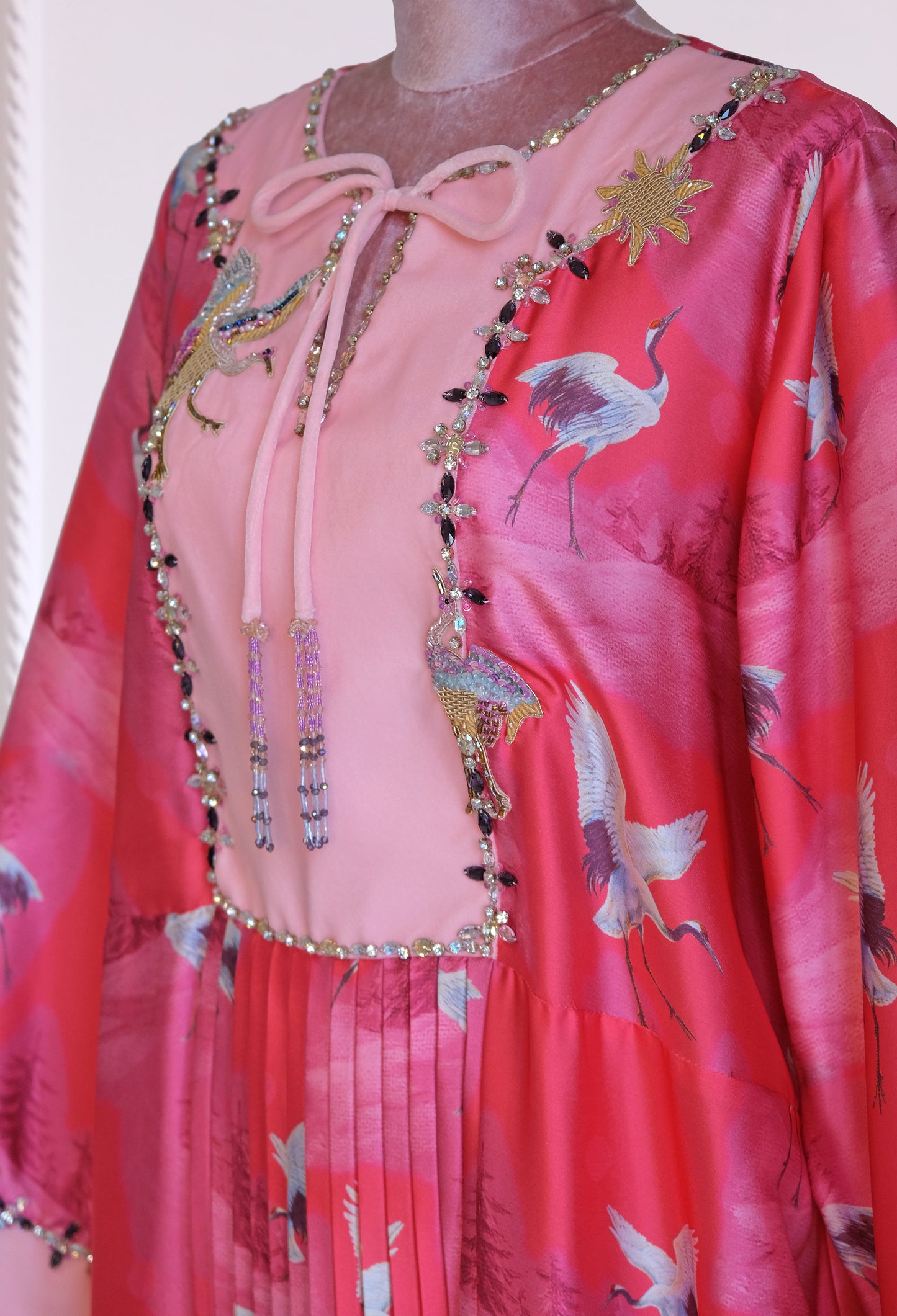 Bright Pink Birds - Soft Pink Velvet