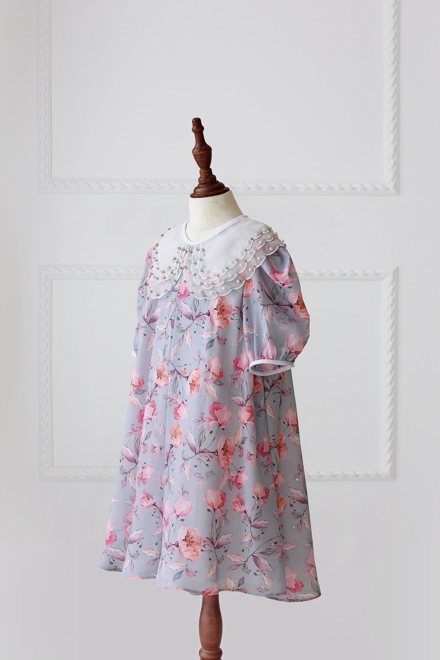 Exclusive - Organza Collar Dress - Floral Chiffon 01