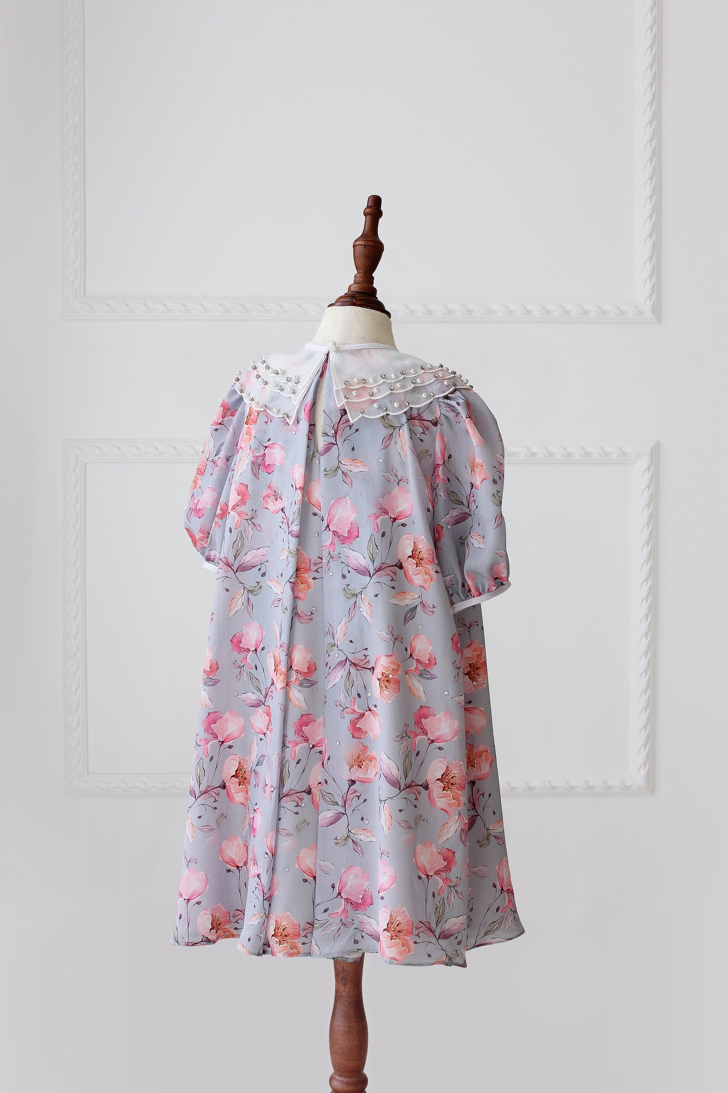 Exclusive - Organza Collar Dress - Floral Chiffon 01