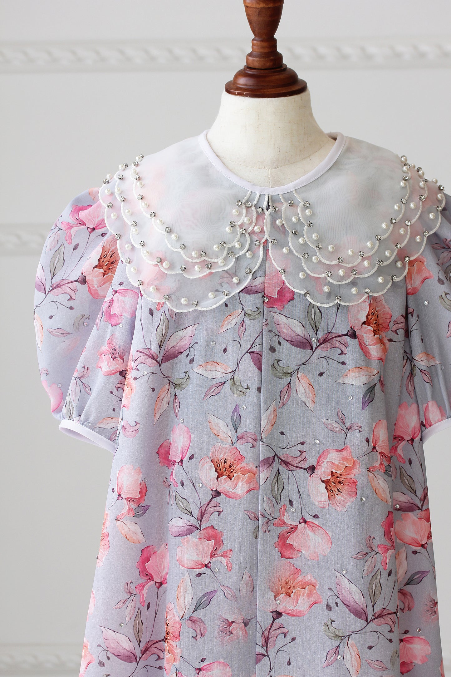 Exclusive - Organza Collar Dress - Floral Chiffon 01