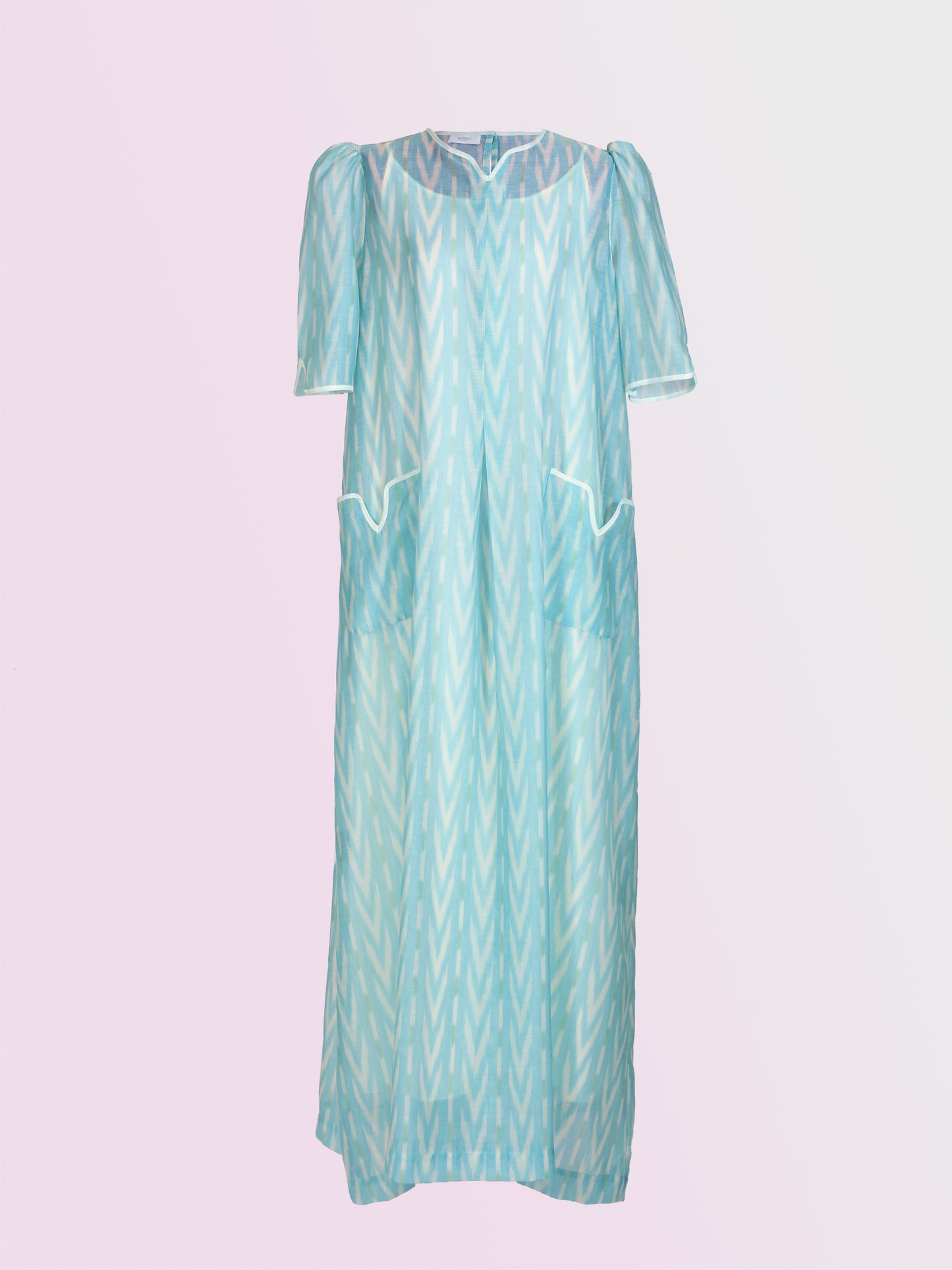 Geometric Chanderi Dress - Blue
