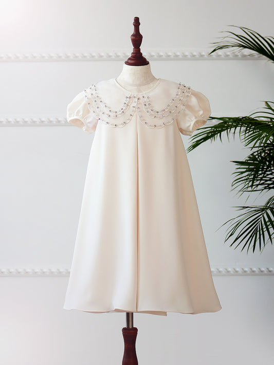 Eid 2022 - Off-White - Organza Collar Dress W/Purse