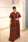 Cotton Dress - Maroon/Black