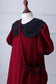 Eid 2023 - Maroon - Organza Collar Dress W/Purse